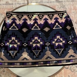 Express Mini Skirt with Sequins - Formal Wear / Night Out